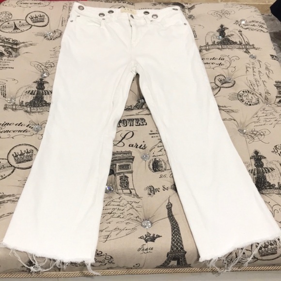 FREE PEOPLE Belt Our Crop Bootcut Jeans In Ivory - Picture 7 of 8